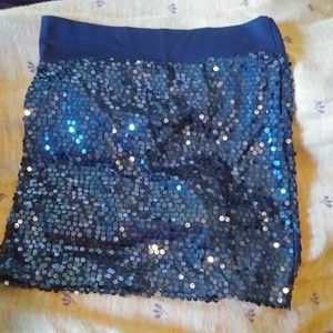 Blue sequin mini skirt